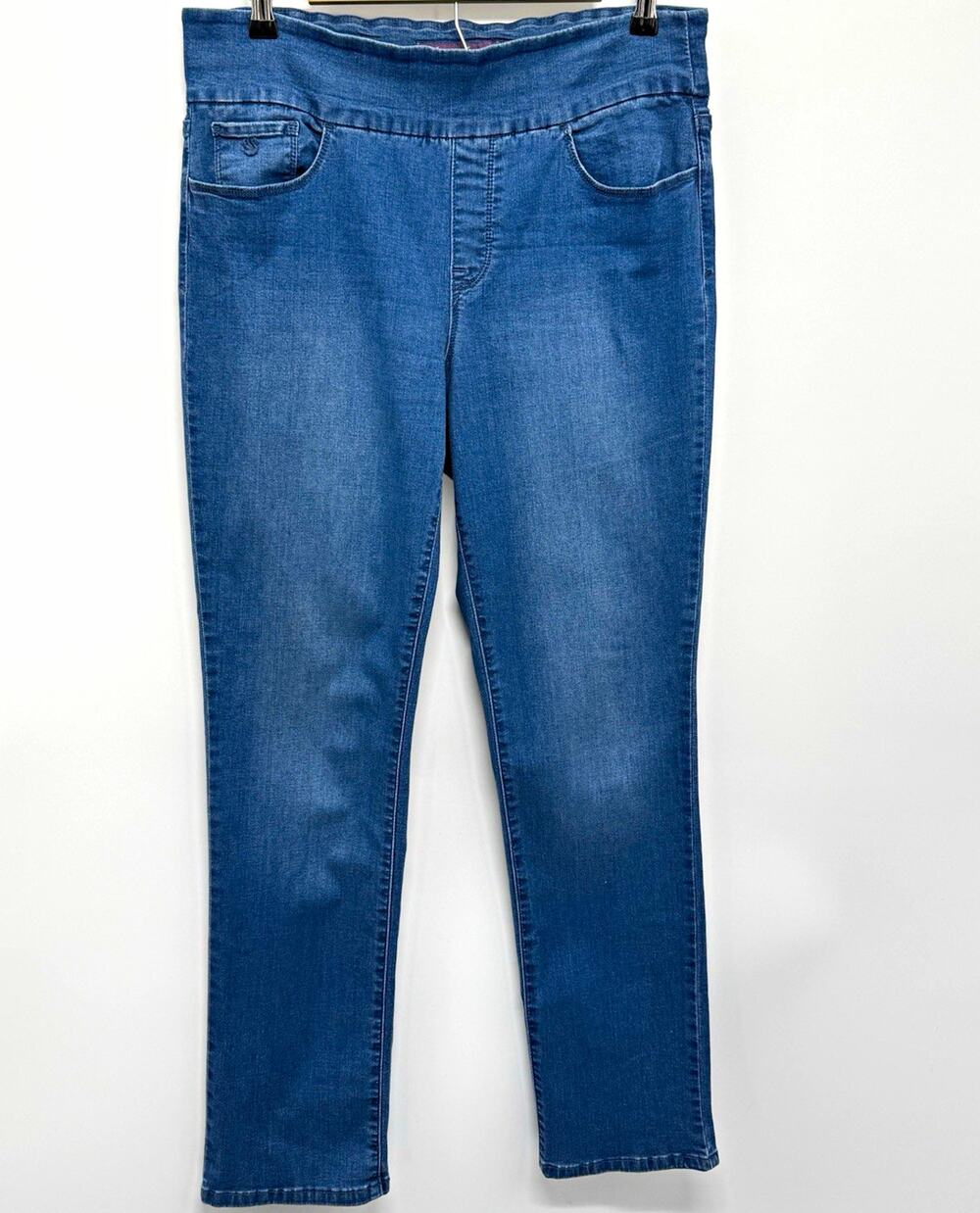 Gloria Vanderbilt Women's Pull On Stretch Straight Blue Denim Jeans 12